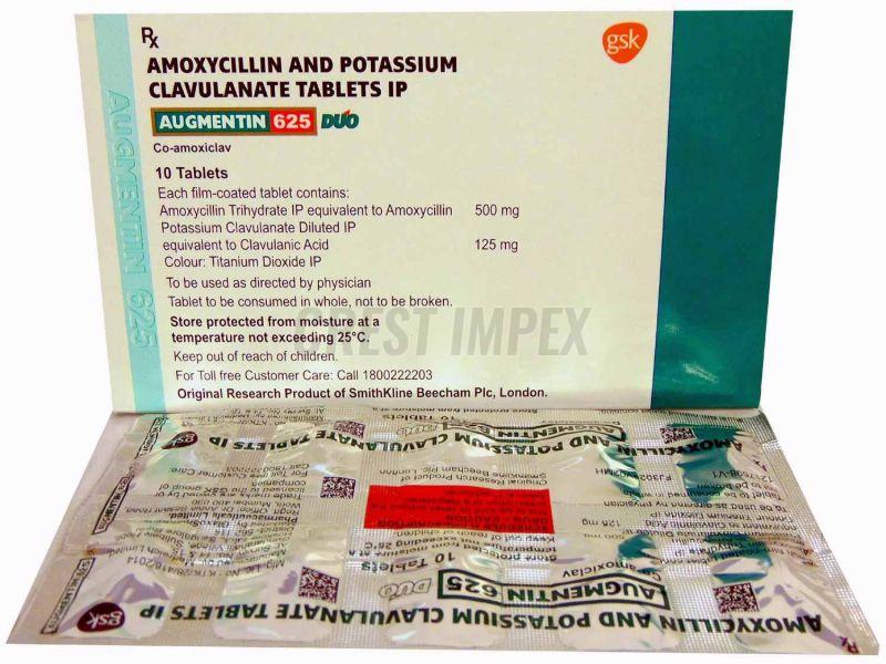 Augmentin 625mg Amoxicillin Potassium Clavulanate Tablets