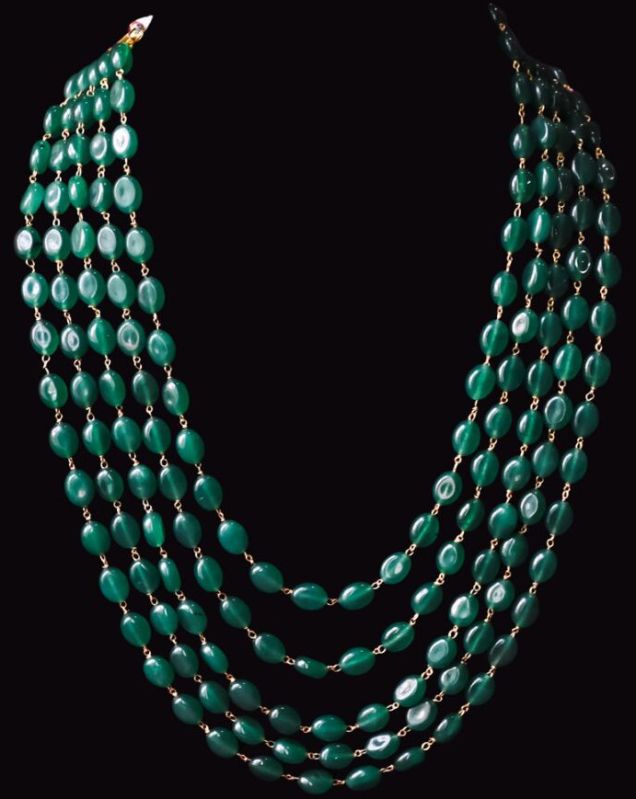 Jaipur Emerald Mala with Gold Chain