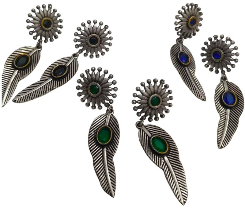 Monalisa Stone Oxidised Brass Earrings