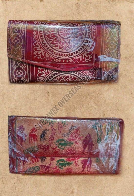 Ladies Handmade Leather Shantiniketan Clutch Purse