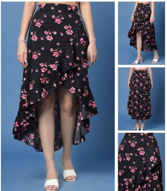 Ladies Midnight Bloom Ruffle Skirt