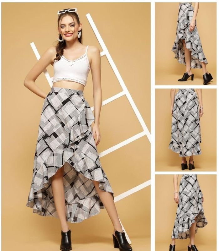 Ladies Graphite Wave Ruffle Skirt