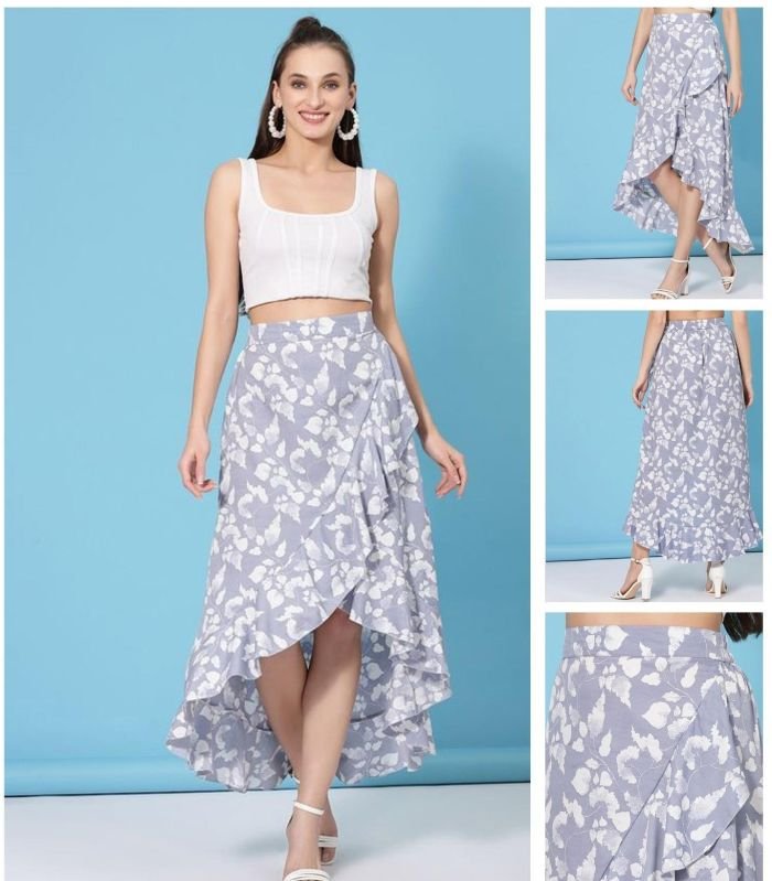 Ladies Lavender Bloom Ruffle Skirt