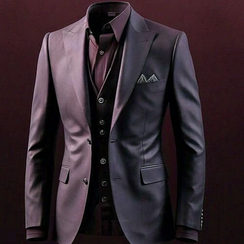 Classic Wine Color Mens Three Piece Suit