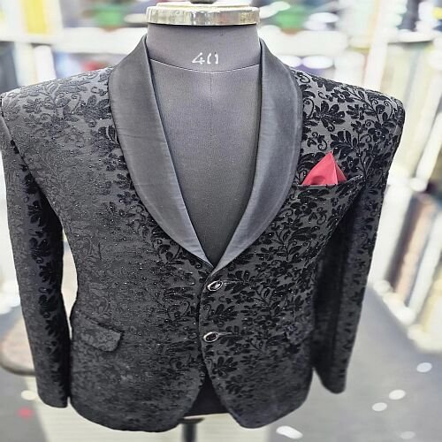 Designer Tailored Black Velvet Blazer