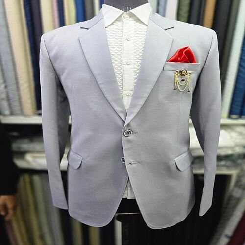 Mens Bespoke Silver Tuxedo Two Piece Suit