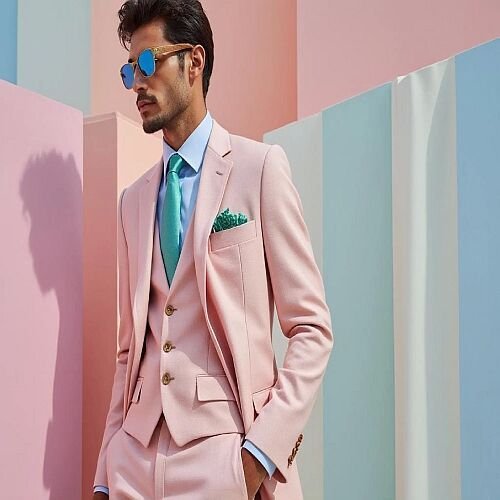 Mens Blush Pink Bespoke Three Piece Suit
