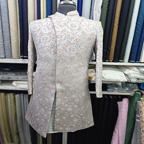 Mens Floral Embroidered Indo Western Sherwani