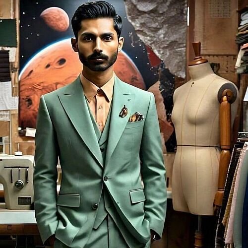 Mens Pistachio Green Partywear Three Piece Suit