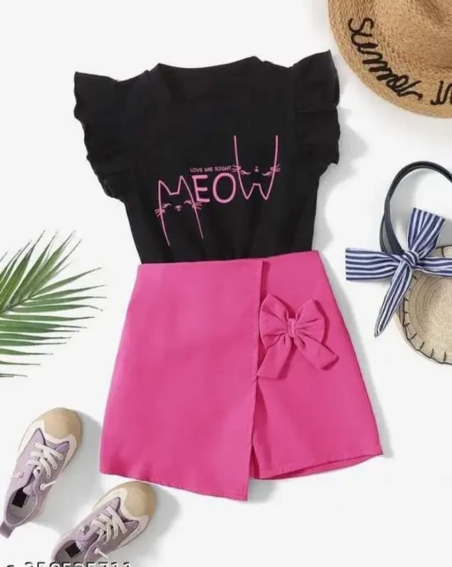 Printed Black Girls Short Top Set