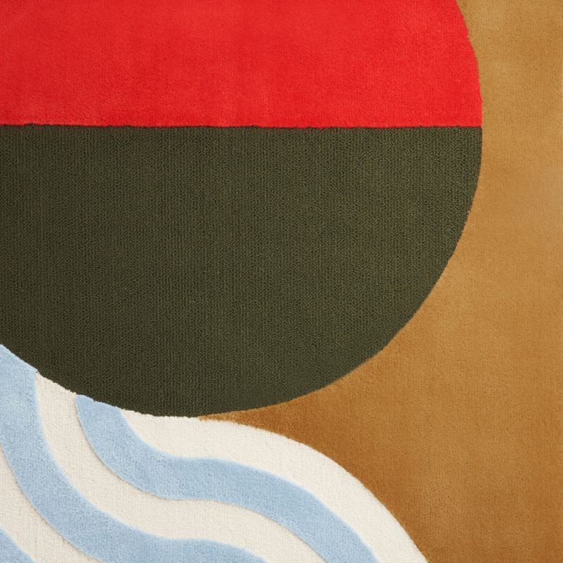 Abstract Color Block Wavy Line Hand Tufted Area Rug