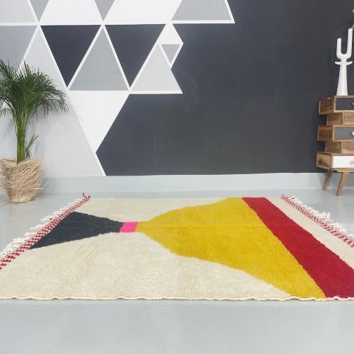 Abstract Color Field Hand Knotted Moroccan Rug