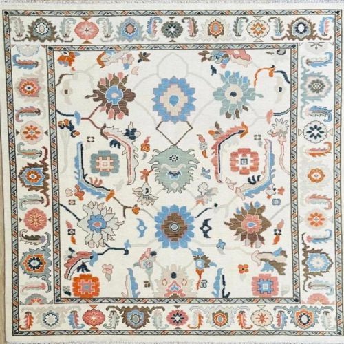Abstract Floral Ivory & Multi Hand Knotted Rug