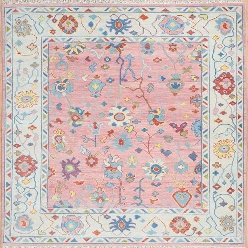 Abstract Floral Pink & Multi Hand Knotted Rug