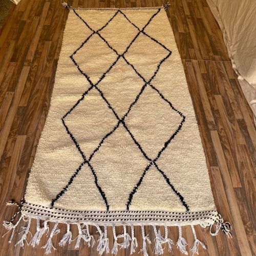 Black Diamond Trellis Hand Knotted Moroccan Rug