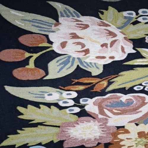 Dark Floral Botanical Pattern Hand Tufted Area Rug