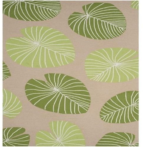 Green Lily Pad Leaf Pattern Hand Tufted Area Rug