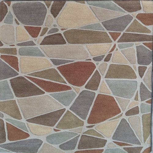 Multi Color Geometric Mosaic Pattern Hand Tufted Area Rug