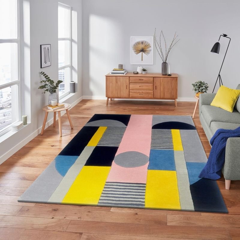 Vibrant Geometric Abstract Multi Color Hand Tufted Area Rug