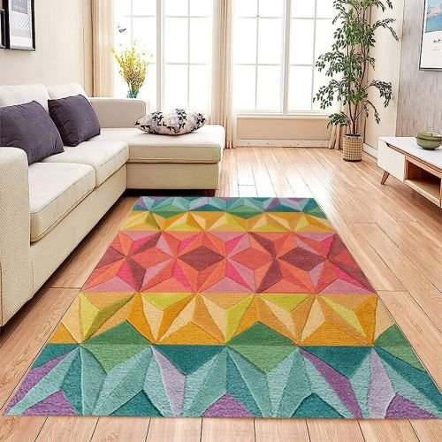 Vibrant Multi Color Geometric 3D Hand Tufted Area Rug