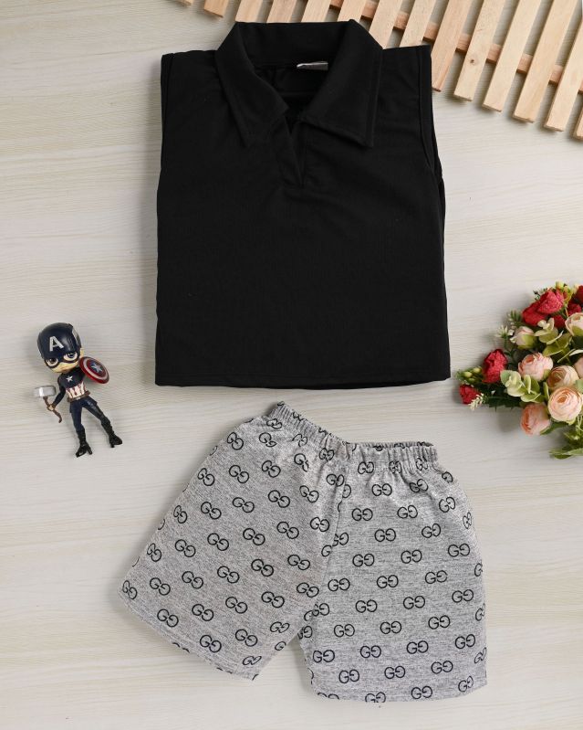 Boy Cotton Collor T Shirt Short Set