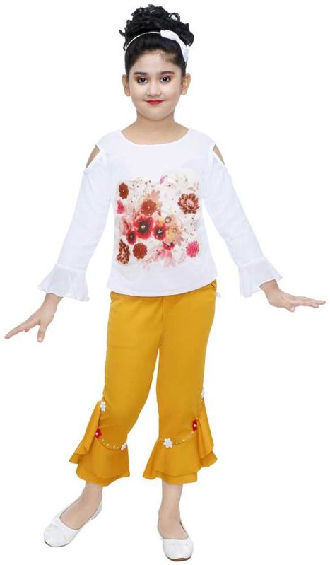 Girl Blend Cotton Flower Printed Top Bottom Set