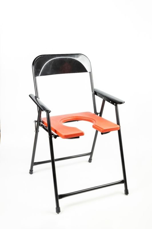 Orange Foldable Handle Commode Chair