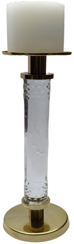 Elegant Clear Acrylic Gold Metal Tall Pillar Candle Holder Decor