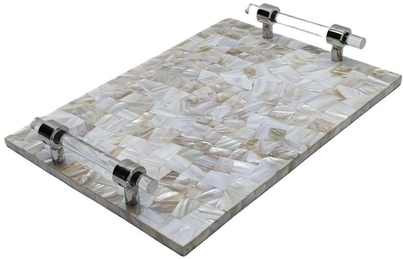 Elegant White Mother OF Pearl Acrylic Serving Tray