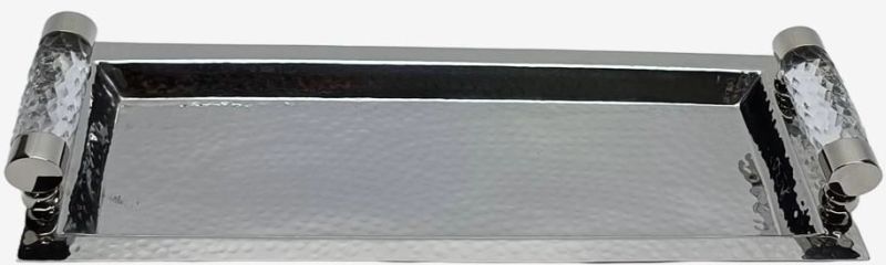 Modern Hammered Stainless Steel Clear Acrylic Serving Tray