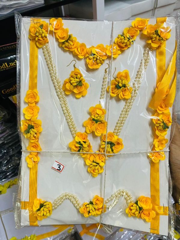 Haldi Ceremony Flower Jewellery Set
