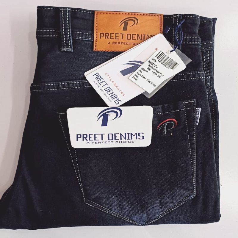 Preet Denim Mens Black Jeans