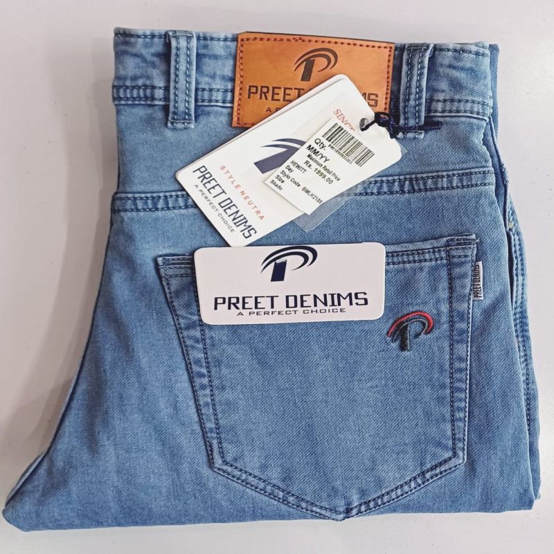 Preet Denim Mens Blue Jeans