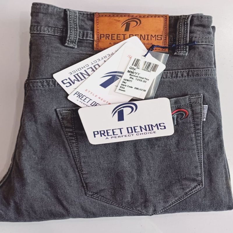 Preet Denim Mens Grey Jeans