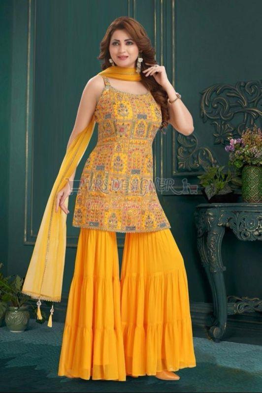 Embroidered Ladies Kurti Sharara Set