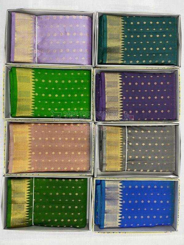 Temple Style Zari Border Silk Saree