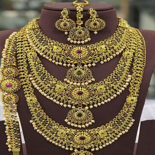 Golden Bridal Jewelry Sets
