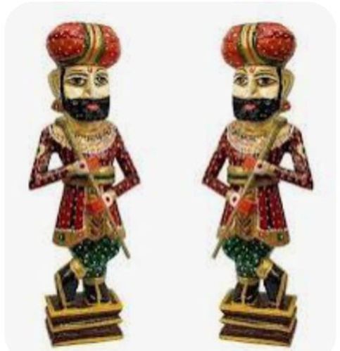 Wooden Hand Painted Darban Statue