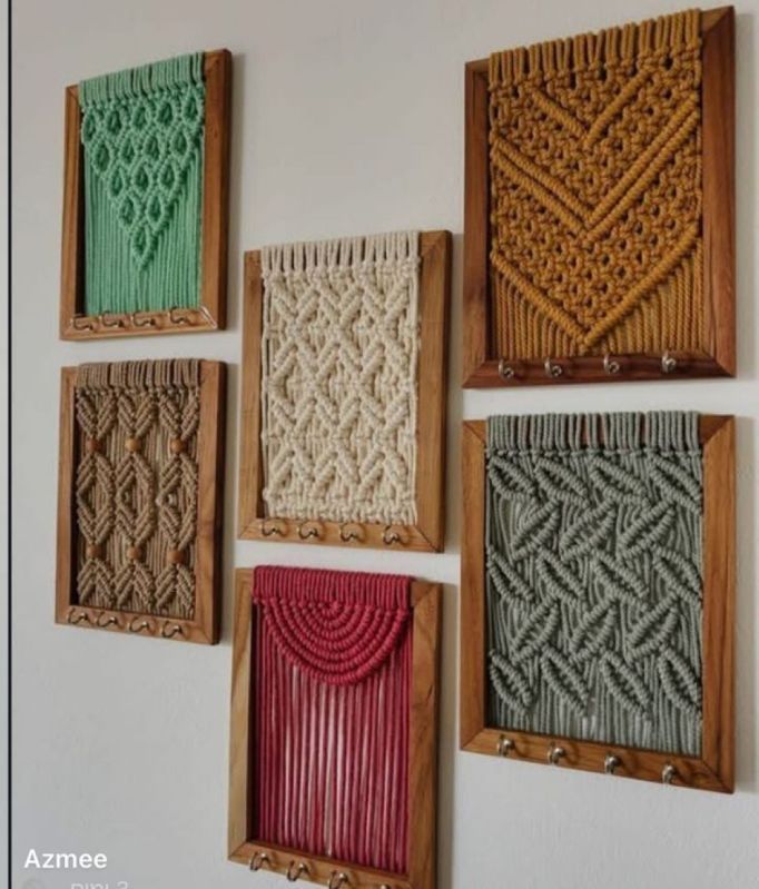 Wooden Frame Macrame Keychain Holder