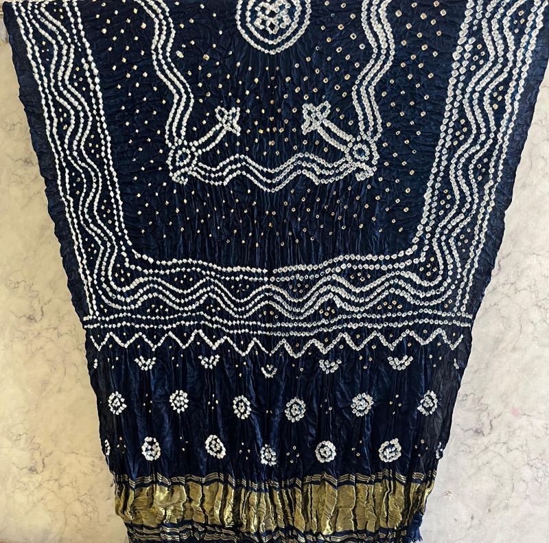 Navy Blue Modal Silk Chandrokhani Dupatta