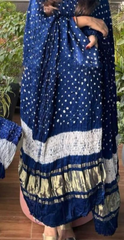 Royal Blue Shibori Gajji Silk Suit Set