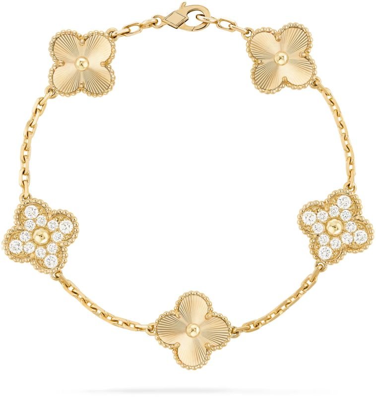 Floral Harmony Lab Grown Diamond Wedding Bracelet in 18K Yellow Gold