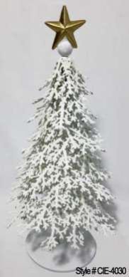 Frosted White Tabletop Christmas Tree with Gold Star Topper