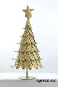 Golden Stacked Leaf Christmas Tree