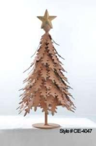 Rustic Metal Christmas Tree Sculpture with Spiky Leaf Design and Star Topper Rustic Metal Christmas Tree Sculpture with Spiky Leaf Design and Star Topper
