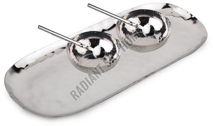 5 Pieces Hammered Stainless Steel Condiment Set