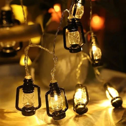 Black Lantern Fairy LED String Lights