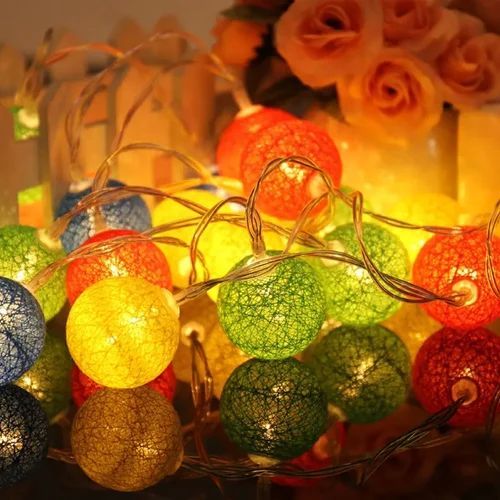 Multi Colour Cotton Ball  LED String Lights