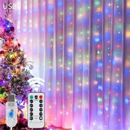 Multi Colour Window Curtain LED String Lights