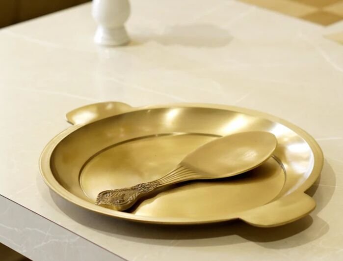 Kansa Rice Plate With Rice Serving Spoon